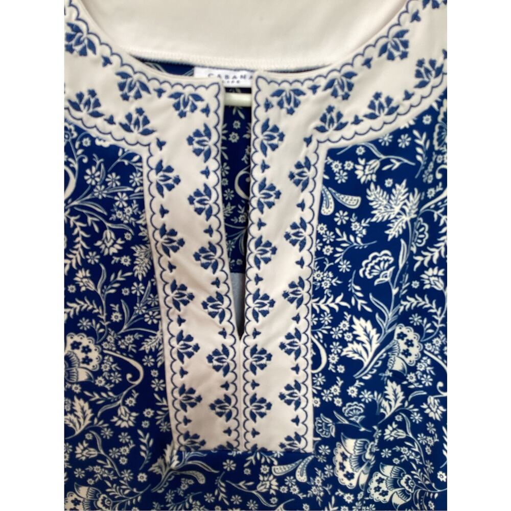 Cabana Life Aspen embroidered Tunic dress blue floral print women's size medium - Picture 5 of 12